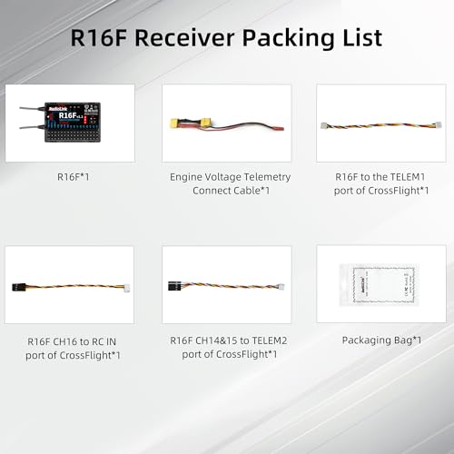 Radiolink R16F 16 Channels 2.4GHz RC Receiver for RC Car | Radiolink Remote Controller T16D, T12D, RC4GS V3, RC6GS V3, RC8X, Long Distance Control Receiver, for RC Car, Boat, Robots