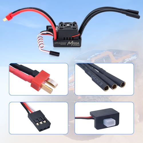 Surpass Hobby RC Brushless Motor ESC Combo M3650 5700KV Brushless Motor and 60A ESC Combo Set fit 2S Battery for 1/10 Remote Control Cars Trucks Off-Road Vehicle - size: 5700KV, style: 3650 motor+60A esc