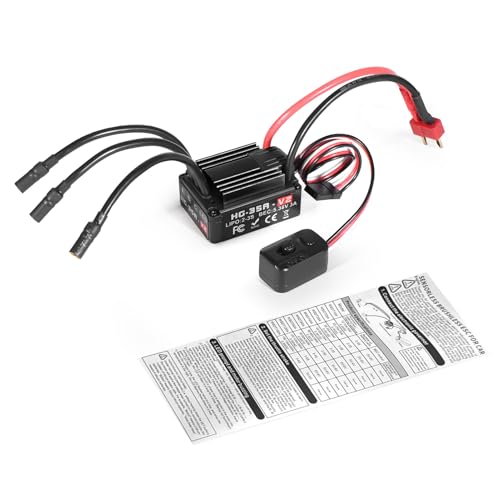 RiToEasysports Brushless ESC, Waterproof and Compatible for 1/10 RC Crawler Cars, Black T Plug Electronic Speed Controller for Off-Road Enthusiasts and Wet Terrain Crawling - color: Black T Plug