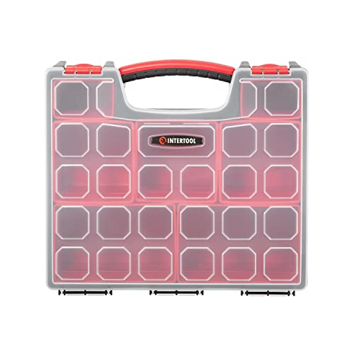 INTERTOOL Hardware Organizer with 7 Deep Removable Bins - Small Parts Storage Tool Box for Nuts, Bolts, Screws, Nails - Portable Handle Transparent Lid with Locks BX08-4032 - style: 7 Removeable Bins, Deep