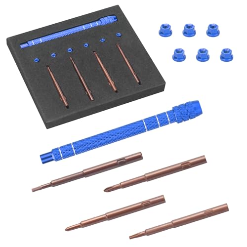 RC Screw Driver Set, daitoku RC Tool Kit Include PH1.5mm/2.0mm H1.3mm T4 Plum for AXIAL SCX30 Ford Bronco 4X4 SCX30 Jeep Wrangler JLU 4X4 (Blue) - color: Blue