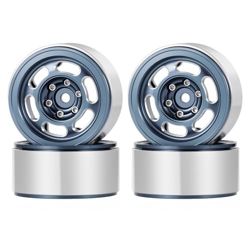 MOHERO 4Pcs 1.3 RC Beadlock Wheel Rims for 1/18 1/24 RC Crawler TRX4M Axial SCX24 Redcat Ascent-18 Upgrade Parts (Grey) - color: Grey