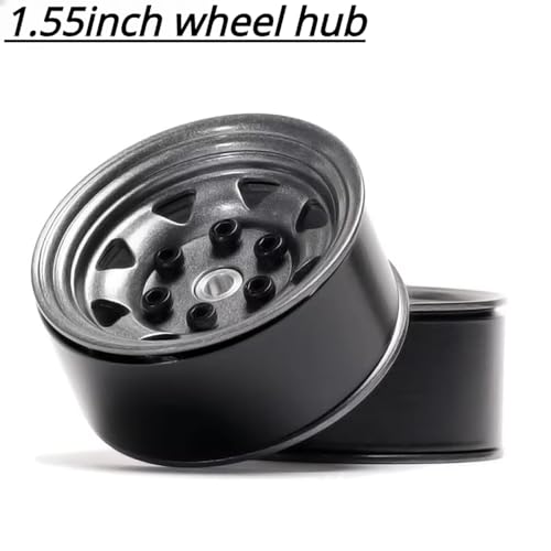 4PCS 1.55 inch Metal Beadlock Wheel Hub RC Car Aluminum Alloy Wheel Rim Compatible with 1/10 RC Crawler Car Model D90 TF2 Tamiya CC01 CC02 LC70 LC80 (Grey) - color: Grey