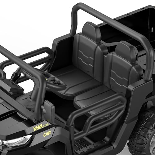 Hetoy 24V 2-Seater Ride On Dump Truck with Parent Remote Control, 4WD 6-Wheel Electric Car for Big Kids, UTV Style Dump Bed & Music Horn, ASTM/CPSIA Certified (Ages 3+) - color: Black