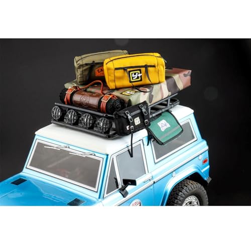 RC Off-Road Car Replica Kit Simulated Roof Travel Bag Scale Decorative Luggage Compatible with 1/10, 1/16, 1/18 Scale Models SCX10, TRX4, TRX4M, WPL Series (Black) - color: Black