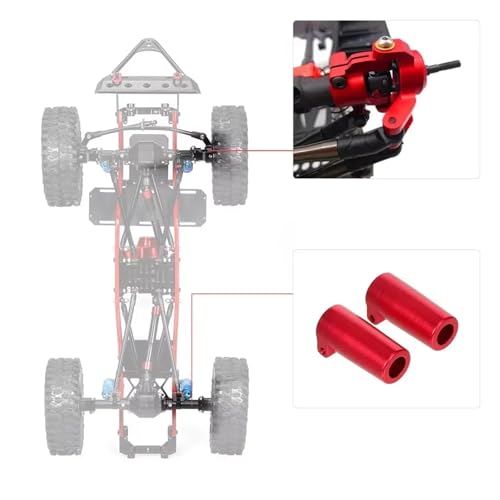 RC Cars Crawler Parts Compatible with Axial for SCX10 II 90046 90047 RC Car Parts Metal Front Steering Cup C Hub Carrier Rear Axle Lock Out Set(Red) - color: Red
