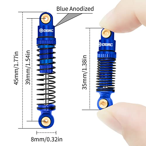 OGRC Shocks Absorber Oil Threaded Damper Aluminum Front & Rear Shocks for Axial SCX24 C10 JLU Deadbolt Gladiator Bronco Upgrade Parts (Blue) - color: Blue