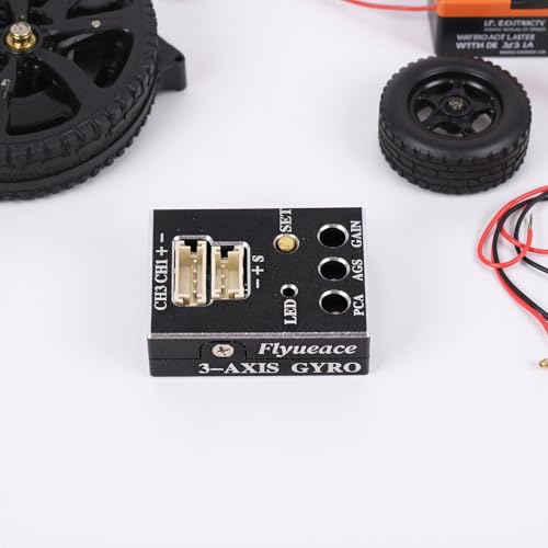 3Axis Gyro Stability Control, Stepless Adjust Knob, RC Mini Gyro for Car Boat Upgrade, Smooth Cornering, Real Time Tuning with No Programming, Compatible with Most Control