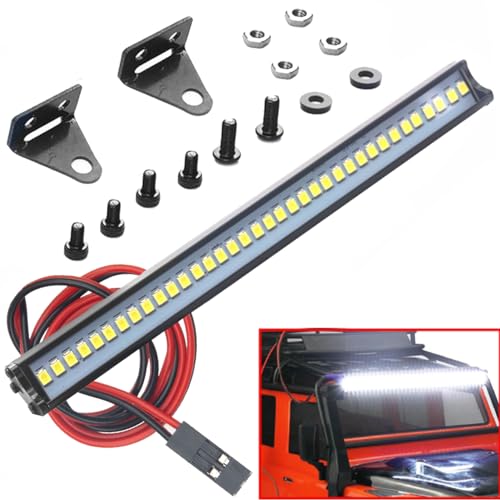 16LEDs RC Crawler Car LED Light Bar Roof Lamp Simulation Spotlight Kit 5-8.4V & Super Bright 36 LED Light Bar Metal Roof Lamp Lights 150mm/5.9"