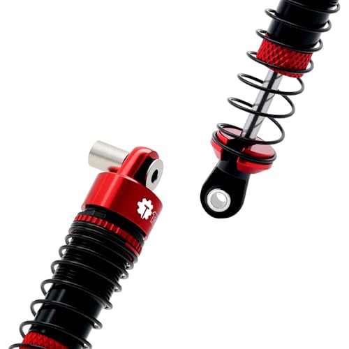4PCS Aluminum RC Oil-Filled Shock Absorber Damper Set Replaceable Linear Rate Springs & Progressive Rate Springs for HPI Venture18 1/18 RC Crawler Upgrade,Red