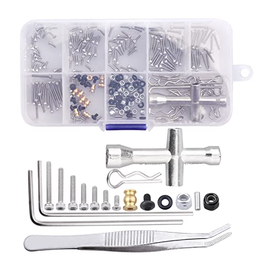 HobbyPark 280pcs SCX24 Screw Kit Screws Assortment Set Hardware Fasteners for Axial SCX24 Gladiator Chevrolet C10 Deadbolt B17 Betty Wrangler JLU CRC Bronco 1/24 Crawler