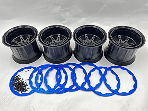 SF 202316 EMOX 3.8" Rims 4 Beadlock Rings Wheels (Black) for 1/8 axial Cross RC EMOX ARRMA KRATON HPI Savage FS Tank HSP 94880 HNR H9901 Mars-X GP EP MT Truck