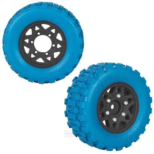 RC F/R Wheels and Tires Set w/Detachable Replace Running on Off-Road Tire RC Wheel Hex for 1/10 Slash 4WD 4×4 2WD/Arrm a Senton/Axia1/Rc 4wd/Redca t,12mm/14mm/17mm Hex,Black-Navy Blue(4PCS - color: Black-navy Blue(rc Wheels Tires)