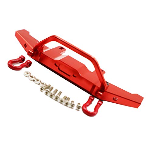 1:16 WPL C14 C24 RC Truck Aluminum Alloy Front Bumper with Red Hooks, Adjustable Height, Easy Installation - Metal, Weight and Compact - for Rock Crawler - Red - color: Red