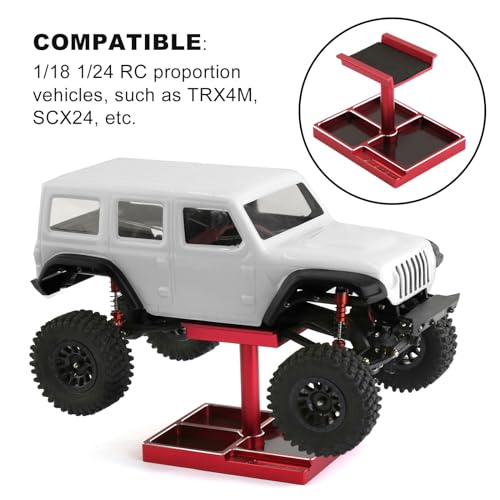 kingsea RC Car Work Stand 360° Rotation Body Mounts RC Repair Tool Set Aluminum Alloy RC Work Stand for 1/18 1/24 RC Car Truck Buggy (Red) - color: Red
