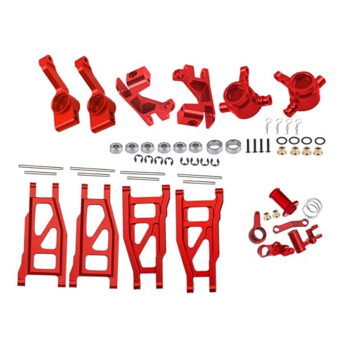 Upgrades Part for 1/10 Slash/Rustler/Stampede/Hoss 4x4 VXL 4wd,Alloy Caster Block,Steering Blocks,Rear Stub Axle Carriers,Steering Bellcranks,Suspension Arm,Red (More Durable Arm) - color: Red-upgrades Part