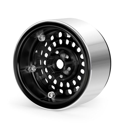 2.2" Beadlock Wheels RC Aluminum Rims for AXIAL Wraith RR10 TRX4 SCX10 Redcat Gen8 1/10th RC Crawler Truck Car (Black) - color: Black