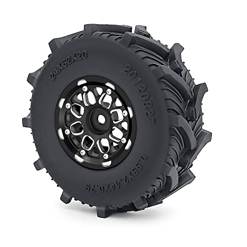 RCLIONS 1/24th Rubber Micro 1" RC Wheel Tires for Axial SCX24 Deadbolt,C10,JLU CRC,Bronco,Gladiator RC Crawler Truck Car (62mm) - size: 62mm