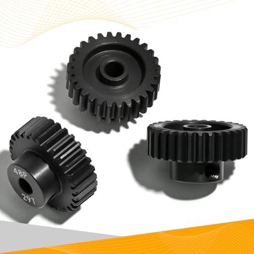 3PCS 48P Pinion Gear Set Hardened Steel 3.175mm Shaft 28T 29T 30T with Screws & Hex for 1/10 RC Arrma Traxxas HPI Kyosho Losi Axial SCX10 Tamiya Monster Truck Buggy Motor Upgrade Parts - size: 28 29 30T