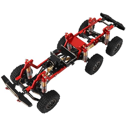TRX-4M 6x6 RC Chassis Frame with Axles Transmission Wheels Skid Plate DIY for TRX4M 1/18 RC Crawler Metal Upgarde Parts (red) - color: Red
