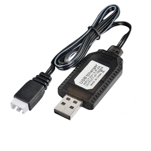 XH-3P USB Charger Cable for 7.4V Axial SCX10 SCX24, BEZGAR, DEERC, Hosim Q903 Q905, Sharkool, Holyton, Force1 Velocity RC Toys, Splatter Ball Gun, RC Car, Boat and Trucks