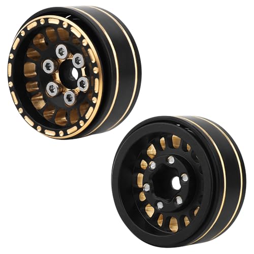 1.0 Brass Beadlock Wheel Rims 4PCS Wheels for All 1/24 Scale FCX24 Axial SCX24 Deadbolt C10 Gladiator 1/18 TRX4M RC Crawler Car Upgrades Parts (Pattern J)