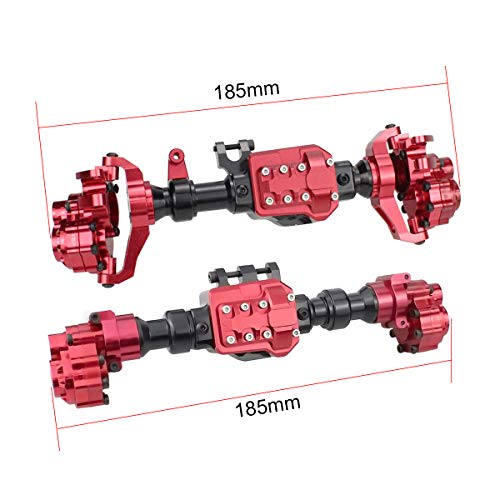 Aluminum Alloy Front and Rear Axle Housing Set for 1/10 Traxxas TRX4 RC Crawler Car, Replace Original Plastic Axles Housing (Red) - color: Red