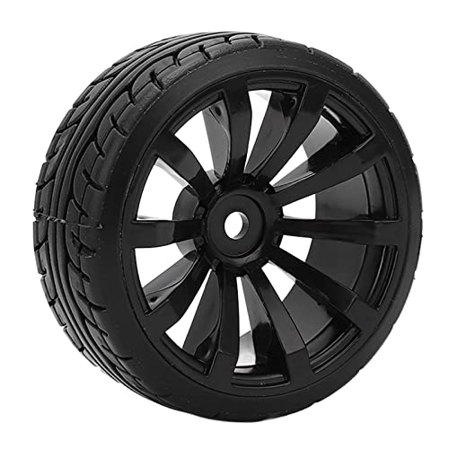 4PCS 1/10 Drift Car Tires Hard Tyre for TT02, RC Rubber Tires and Wheels Set, On Road Drifting Car with 12mm Hex Coupler, Durable Hard Rubber for Stable and Flexible Driving