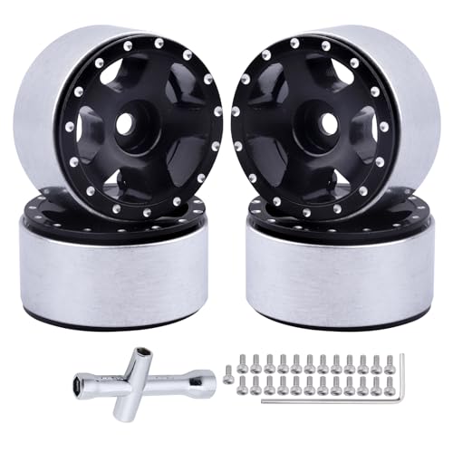 HobbyPark 1.0 Beadlock Wheels for TRX4M AX24 SCX24 FCX24 Enduro24 1/18 1/24 RC Crawler Car (Style A) - style: Style A