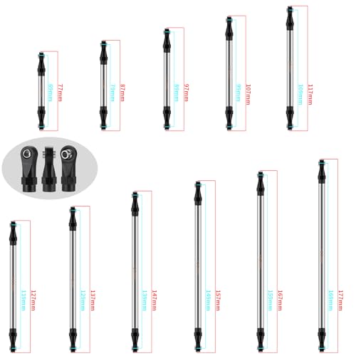 2Pcs Stainless Steel Link Rod Linkage Plastic Link Rod End,145mm | 55mm-155mm,Upgrade Parts,For Axial 1/10 SCX10 TRX4,RC Crawler Car - style: 145mm