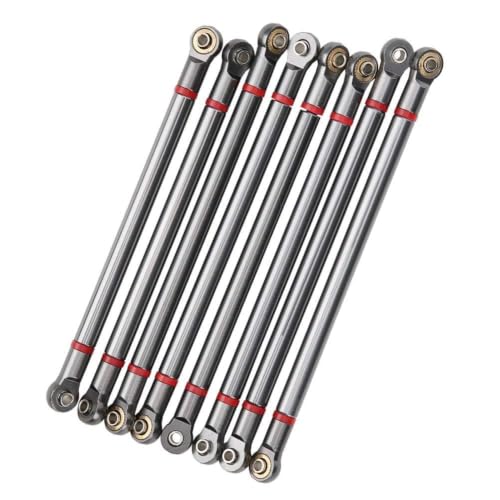 RC Link Rods, 8Pcs Aluminium Alloy Rod Links Linkage Chassis 313mm Wheelbase for Axial SCX10 1/10 Scale RC Crawler Car Steering Linkage Upper & Lower Upgrade Parts(Ti) - color: Ti