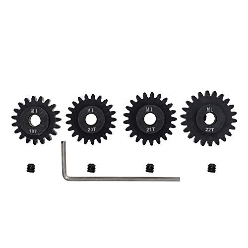 4pcs Mod 1 Pinion Gear 5mm Set Hardened 19T 20T 21T 22T M1 Pitch Gears RC Upgrade Part with Screwdriver