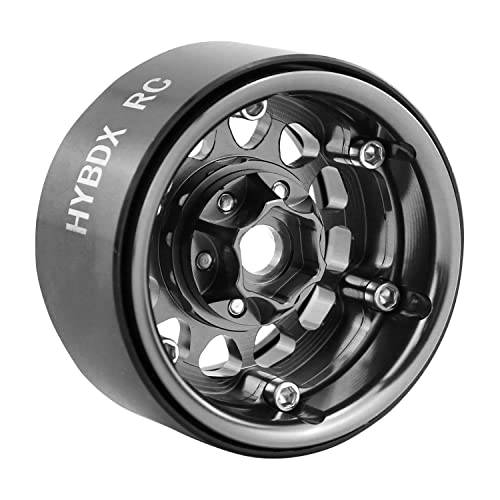 1.9 Inch Aluminum Alloy Beadlock Wheel Rim Hub 4pcs Suit for 1:10 RC Crawler Axial SCX10 SCX10 II TRX4 RC4WD D90(Grey 4 PCS) - color: Grey