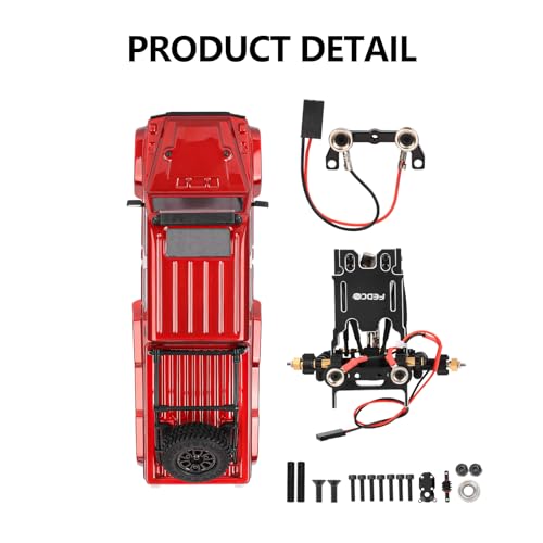 SCX24 Body 6x6 Conversion Kit PC Body with Lights Frame-Axle Assembly for Bronco JLU C10 Basecamp Axial SCX24 6×6 RC Crawler Upgrades - style: Red
