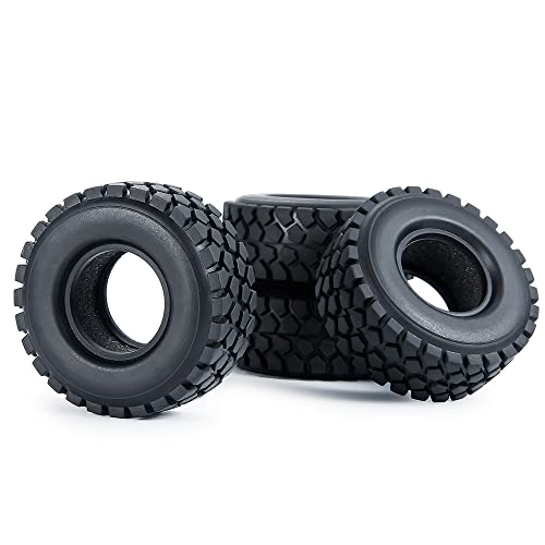 RCLIONS 4pcs Rubber Micro 1" RC Wheel Tyres Tires with Foam Insert for All 1/24 Axial SCX24 Deadbolt JLU Dodge Gladiator RC Crawler Truck Car (54mm) - size: 54mm