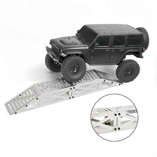 RC Crawler Ramp Obstacle for 1/18 1/24 RC Cars, Stainless Steel Rock Crawler Climbing Ramp Track Accessory with Hex Wrench (Silver) - color: Silver