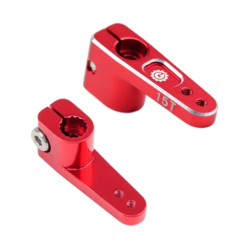 2PCS 15T SCX24 Servo Horn for EMAX ES08MA Suitable for Axial SCX24 AX24 90081 Etc 1/24 RC Crawler Car Upgrades (Red) - color: Red