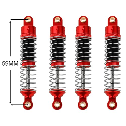 4PCS 53mm/59mm/66mm Aluminum Shocks Absorbers Oil Long Threaded Damper for 1/18 RC Crawler TRX4M TRX-4M Bronco Defender K10 Upgrade Parts (59mm red) - color: 59mm Red
