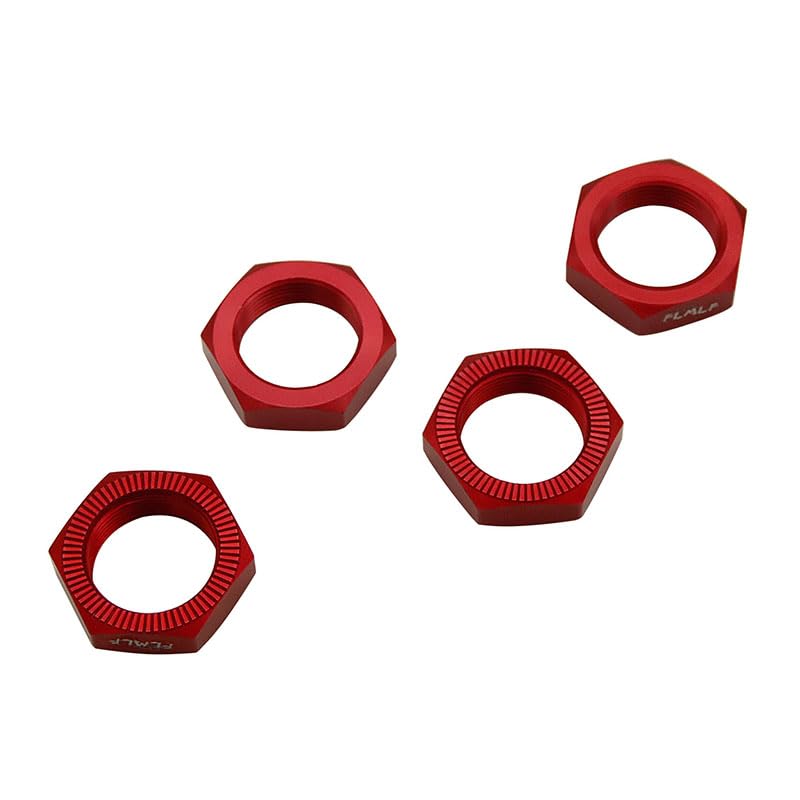 FLMLF 24mm RC Car Wheel Nuts 4-Piece Set for 1/5 HPI ROFUN BAHA ROVAN KM Baja 5B 5T 5SC Truck Parts (Red) - color: Red
