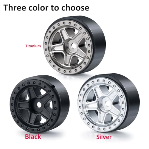 4PCS 1.0inch Wheel Rims RC Plastic 5-Spokes Beadlock Wheel Rim Hub for Axial SCX24 Deadbolt All 1/24 Scale RC Crawler Upgrade Parts Accessories (Silver) - color: Silver