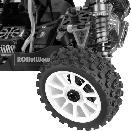 RC Buggy Tires 17mm Hex Wheels and Tires for 1/8 Scale Car Typhon 3S 6S,HSP Off-Road,Kyosho MP10,1/8 Scale RC Buggy Wheels & Rubber Tires,White - color: White(4pcs)