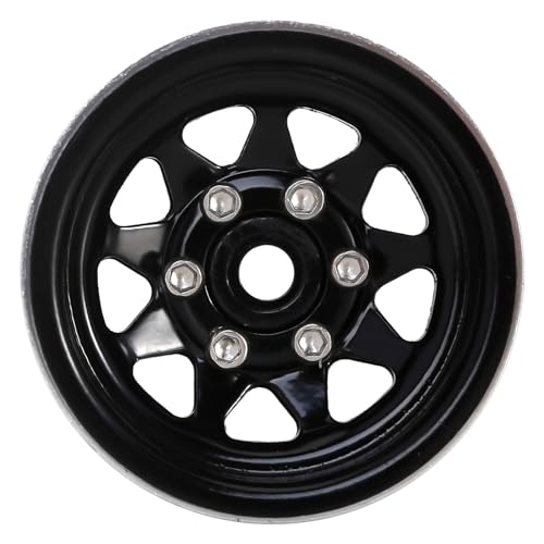 INJORA Stamped Steel 1.0 Beadlock Wheel Deep Dish for 1/18 1/24 RC (Black) - color: Black