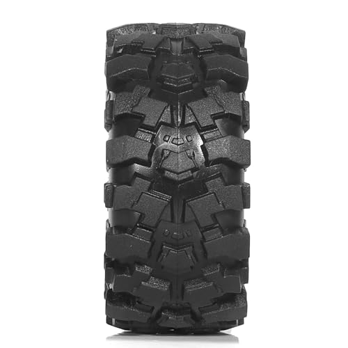 REDSPIDER 1.0 Beadlock Wheels and Tires Set(4pcs) 1.0 Crawler Tires 57 * 25mm Aluminum Alloy 1.0 Wheel 1/18 1/24 RC Crawler Tires for SCX24 TRX4M FMS FCX24 FCX18 AX24 (Green) - color: Green