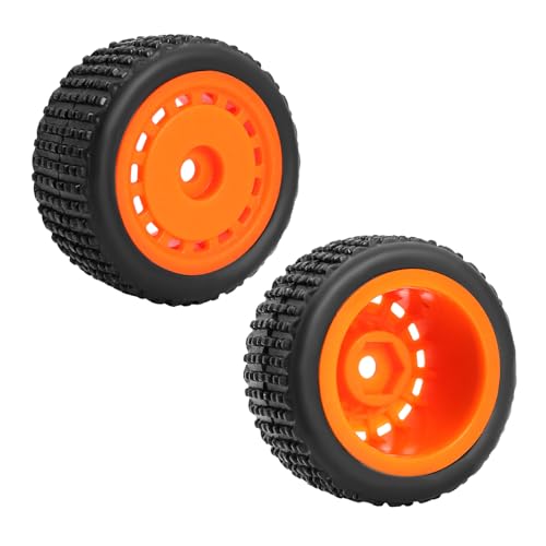 Pre-Mounted Pin Buggy Tires and Wheels Rims Hub Tires Set for 1/24 Losi Micro-B 1/28 Losi Micro-T Wltoys 244016 Upgrade Part (Orange Micro-T) - color: Orange Micro-t