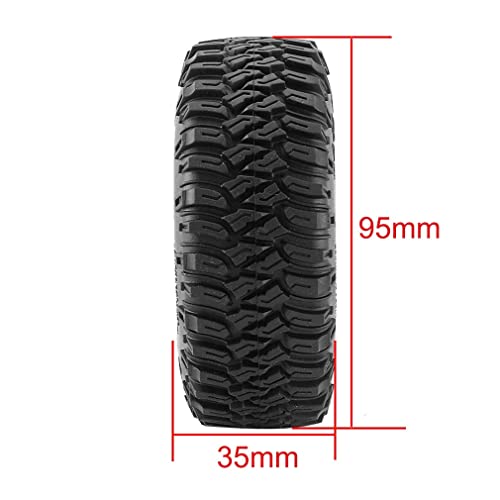 1.55 inch Tires Rubber Tyres for 1:10 RC Crawler Car D90 TF2 Tamiya CC01 LC70 MST JIMNY 90069 (95mm, A) - color: 95mm