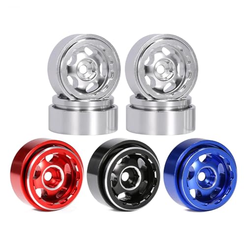 RC Models Parts For TRX4M For SCX24 AX24 For FCX24 Enduro24 1/24 1/18 4Pcs Aluminum 1.0 Beadlock Wheel Rims With Negative Offset RC Car Crawler Upgrade(Blue) - color: Blue
