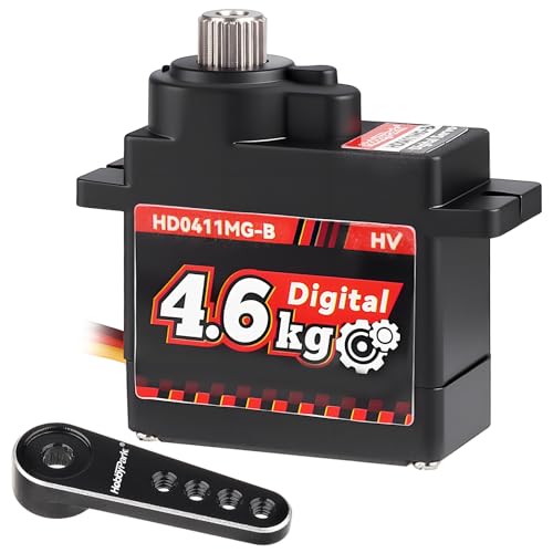 HobbyPark Micro Servo Motor Metal Gears Mini Servos for RC Airplanes, Gliders, Robotics, RC Cars, 4.6kg High Torque Digital with Aluminum Arms