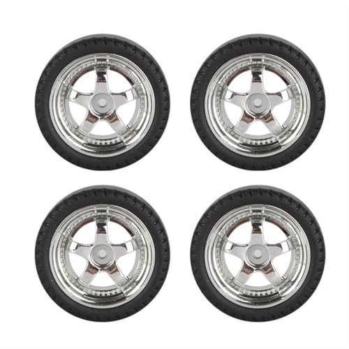RC Car Accessories for Ldrc AE86 A86 A86P LD1801 1/18 Rc Upgrade Accessories Parts 4pcs 33mm Drift Tire Wheel Hard Tyre Modified(Silver) - color: Silver