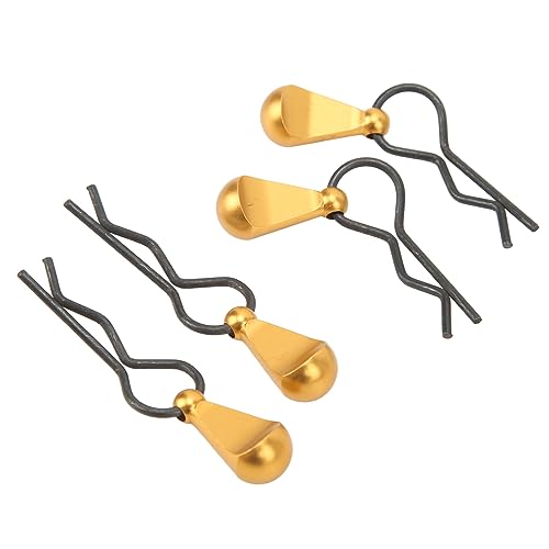 Generic 50 Pcs Universal RC Body Clips R Pins 1/8 1/10 Scale RC Car Clips Stainless Steel with Aluminum Alloy Pull Tabs for Cars Off Road Buggy Truck Parts (Gold) - color: Gold