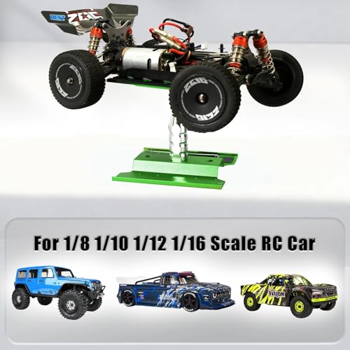Rc Car Stand with Lit Lower Adjustable & 360'Rotatable, Rc Stand Repair Station with Shock Holder for TraxxasTRX4 Arrma Losi Axial Hsp Hbx Mix Wltoys, Wrenching On 1/8 1/10 1/12 1/14 Rc Rig Green - color: Green